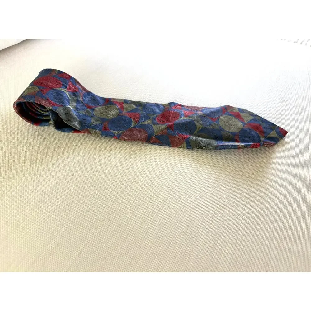 Zylos George Machado 100% Italian silk tie 1990s geometric pattern